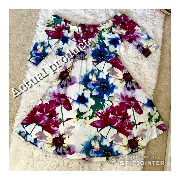 Off the shoulder Floral Midi Dress - Picture 5 of 6